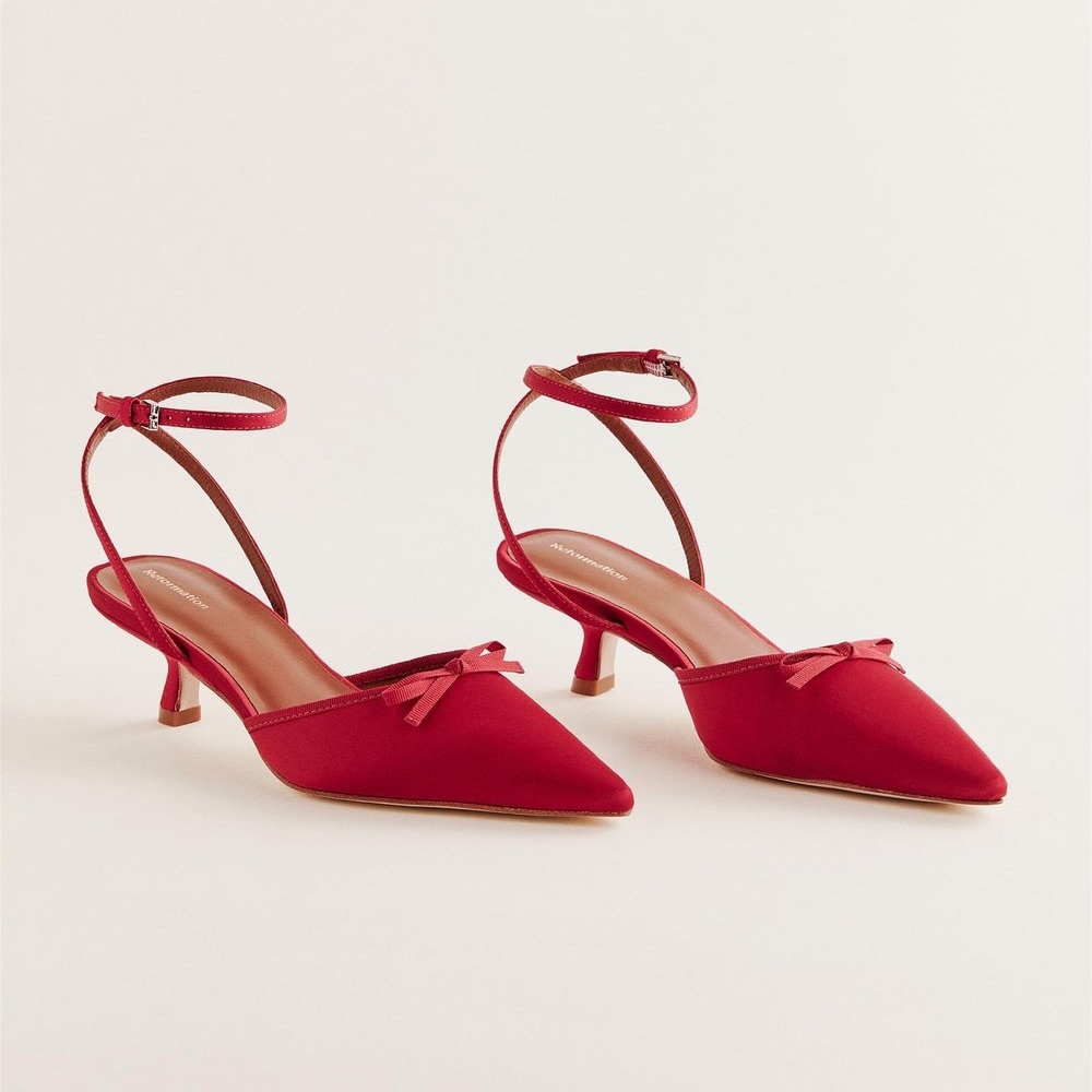 REFORMATION Wade Kitten Heel Pumps - Lipstick Satin